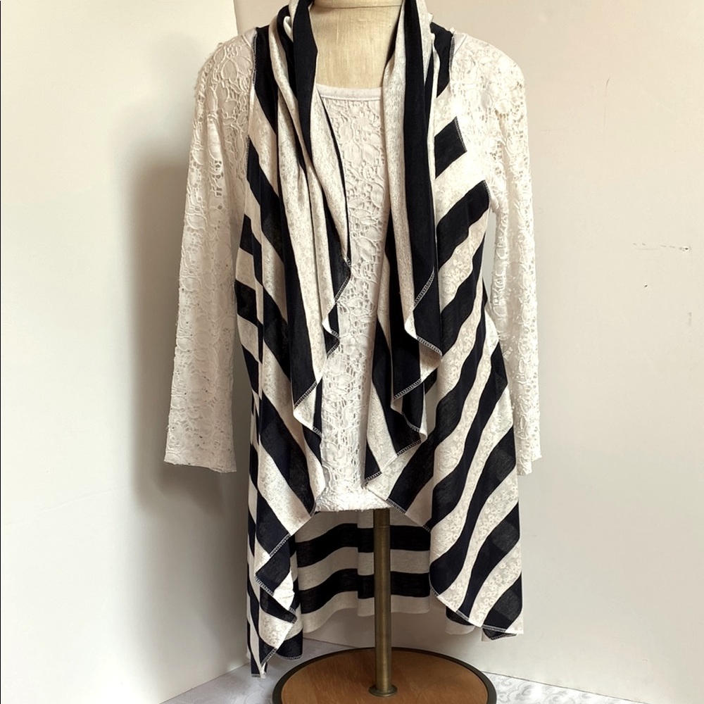 Striped Dark Navy and White Women's Vest